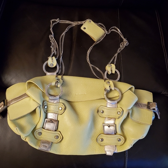 Gustto Pebble Leather Handbag in Light Green - Picture 3 of 13